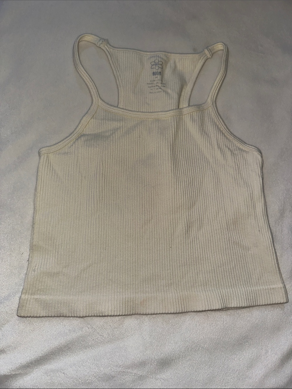 Aura Cream Ribbed Racerback Tank